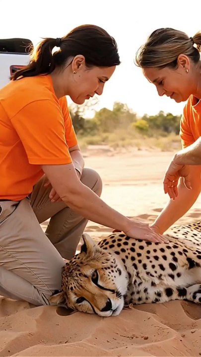 saved a pregnant cheetah in distress in the Sahara desert of Africa ( sora)