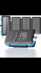 New .Solar Charger Power Bank 49800mAh with 4 Built-in Cables & 3 Foldable Panels, PD22.5W Fast Portable Phone Charger, External Battery Pack with USB-C