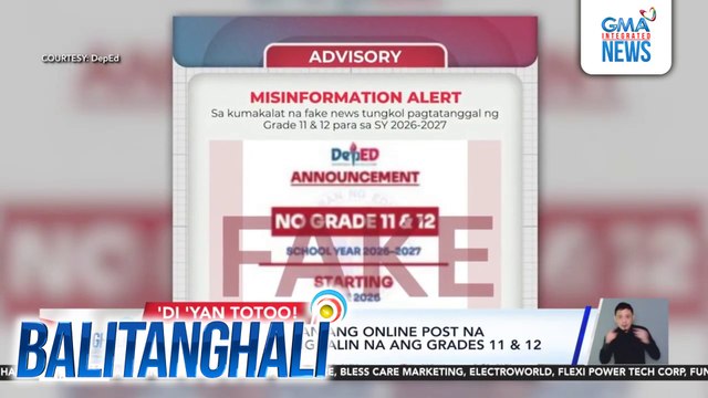 DepEd, pinabulaanan ang online post na nagsasabing tatanggalin na ang grades 11 & 12 simula June 2026 | Balitanghali