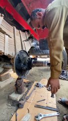 The nut of real axle slipped due to over loading on truck with crop wast the mechanic