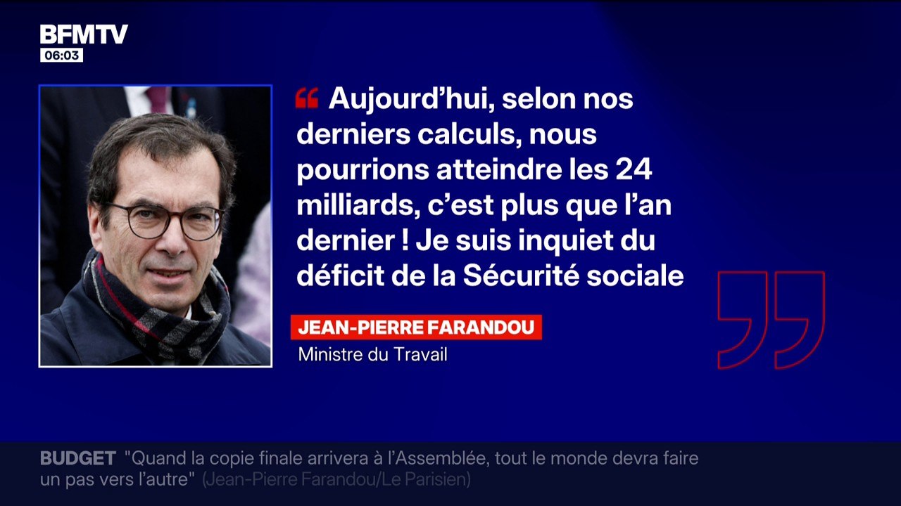 Le ministre des Transports Jean-Pierre Farandou avoue être "inquiet du déficit de la Sécurité sociale"