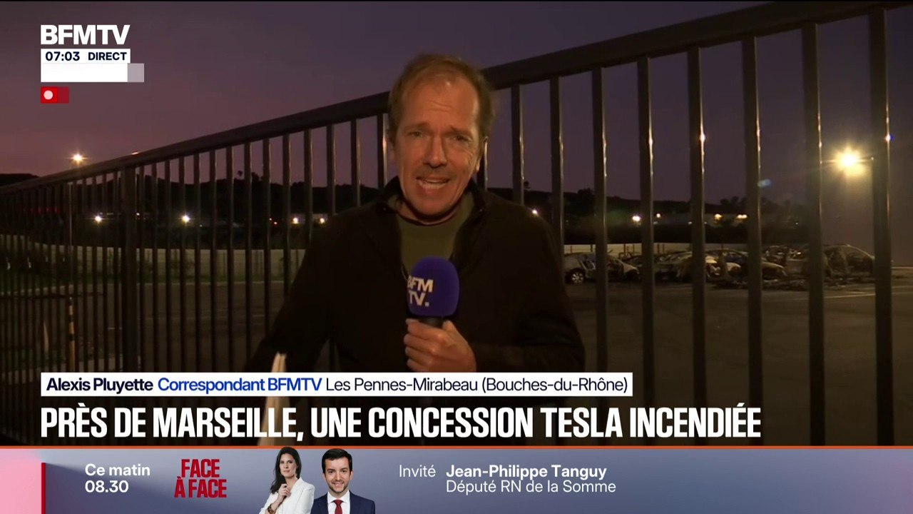 Bouches-du-Rhône: une vingtaine de véhicules détruits par un incendie dans une concession Tesla