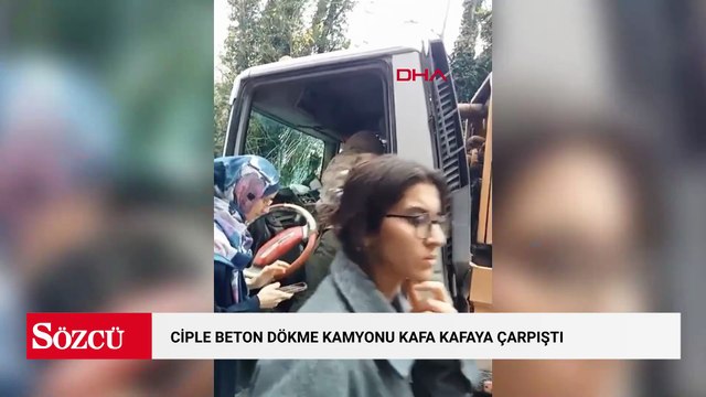 Sarıyer’de ciple beton dökme kamyonu kafa kafaya çarpıştı