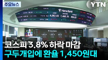 코스피 3.8% 급락...구두개입에 환율 1,450원대 / YTN