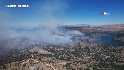 Ankara'daki orman yangını dron ile görüntülendi