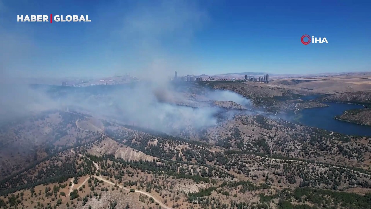 Ankara'daki orman yangını dron ile görüntülendi