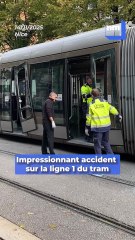 Un véhicule utilitaire a heurté une rame de tram qui remontait en direction de Nice-Nord vers 9h30