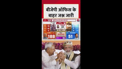 बिहार में NDA को प्रचंड बहुमत, BJP ऑफिस के बाहर जश्न