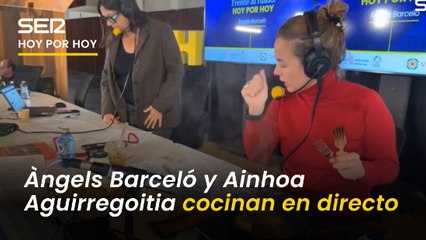 Àngels Barceló y Ainhoa Aguirregoitia cocinan en directo un perrito caliente de txistorra