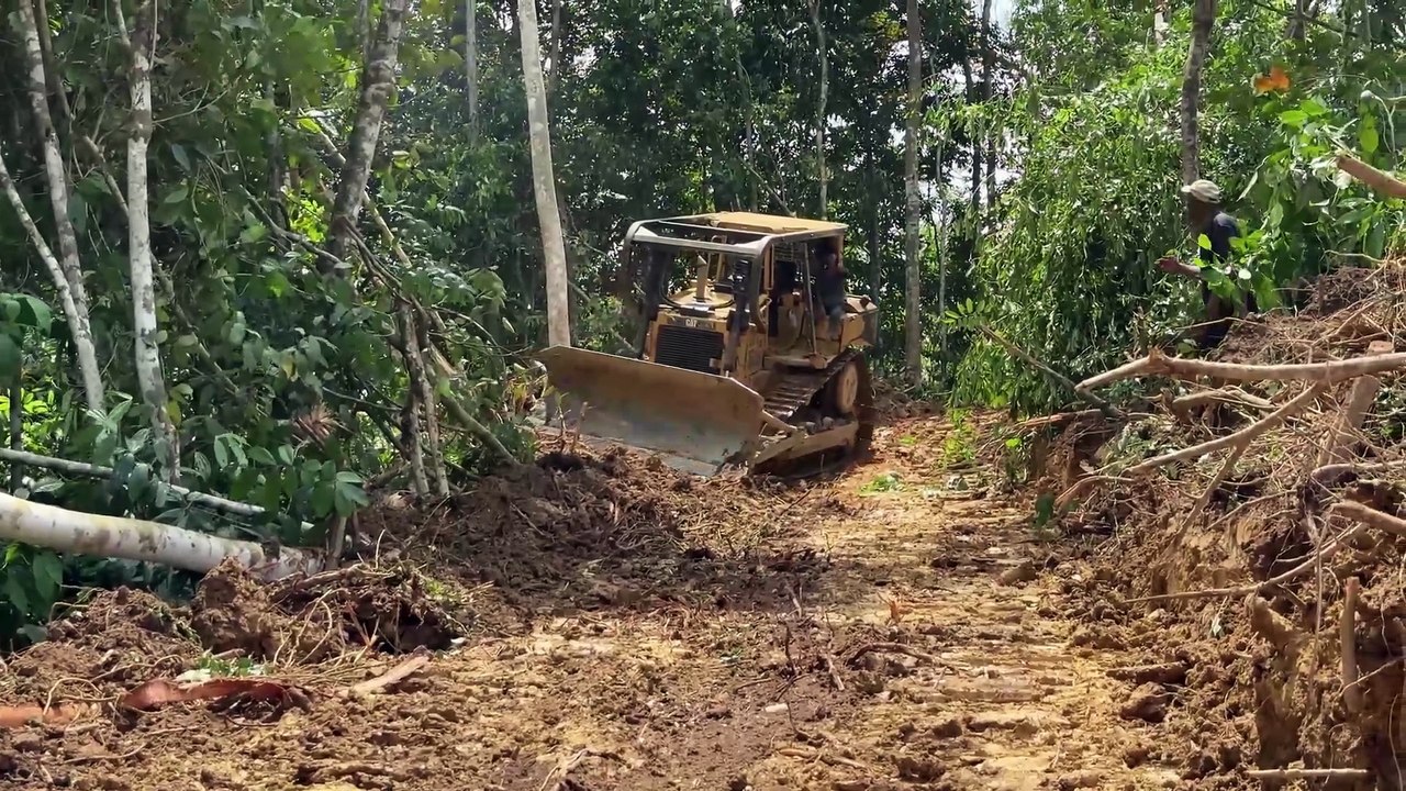 Turning a Damaged Road Smooth with a D6R XL Bulldozer