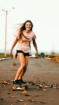 Girl Skating on the Road 🛹 | Viral Skating Video | Smooth & Satisfying Skateboard Ride