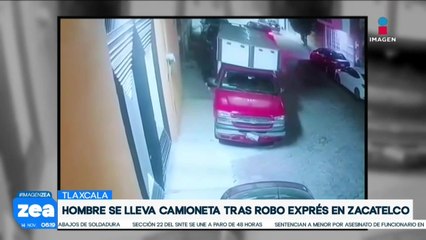 ¡En cuestión de segundo! Hombre roba camioneta en Zacatelco, Tlaxcala