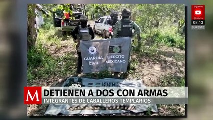 Caen dos presuntos criminales; aseguran armas y explosivos en Apatzingán