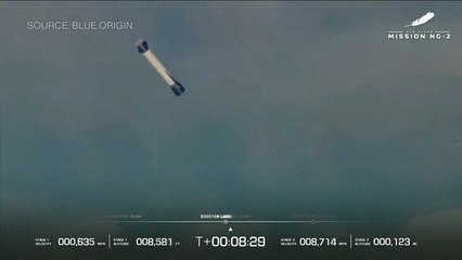 Blue Origin Booster Rocket Lands on Barge in Atlantic