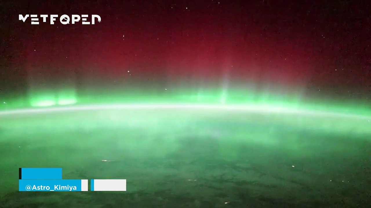 A major aurora was captured from the ISS