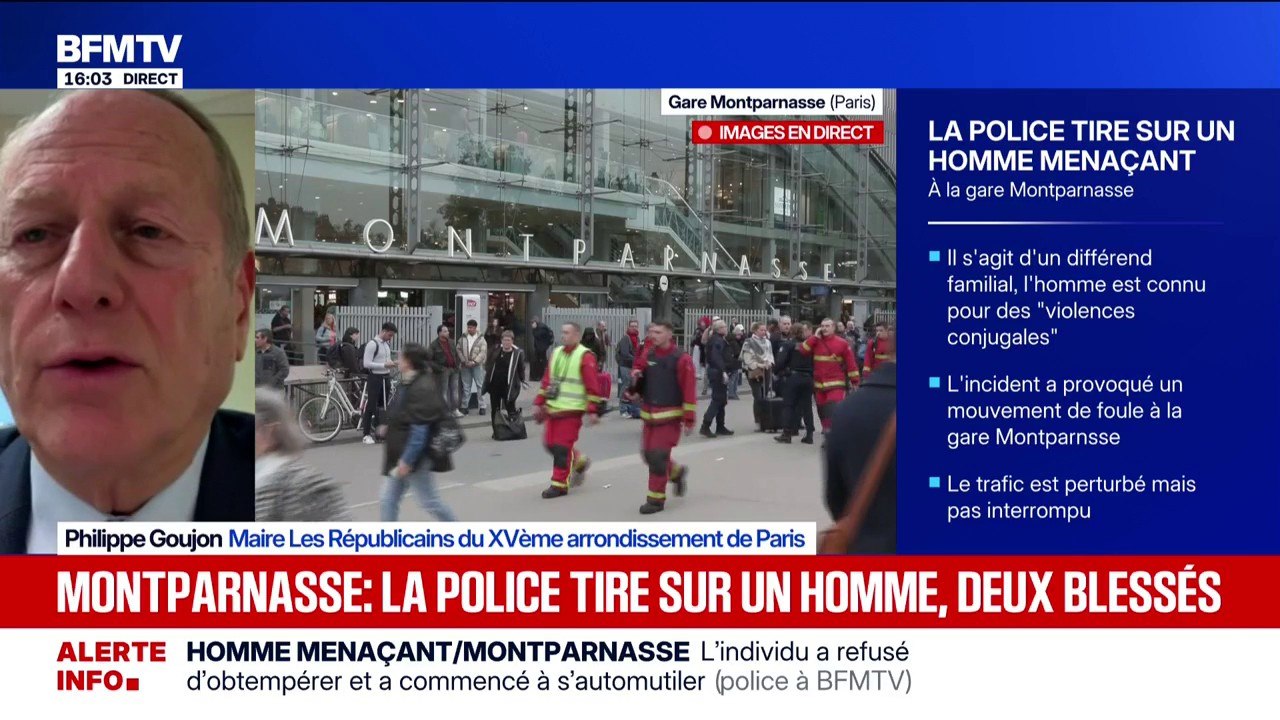Gare Montparnasse: "L'homme menaçant était connu pour des faits de violences conjugales", déclare Philippe Goujon, maire (LR) du 15e arrondissement