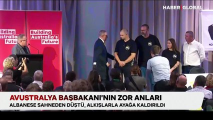 Avustralya Başbakanı Albanese’nin zor anları: Sahneden böyle düştü