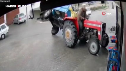 Facia ramak kala atlatıldı: Şaha kalkan römork korkuttu