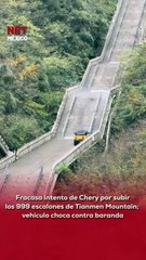 🚗 La marca china buscó repetir la icónica prueba en #Tianmen Mountain, pero el auto perdió el control y chocó contra una baranda. Chery pidió disculpas y admitió errores en la evaluación de riesgos.