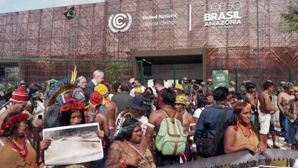 Indigenous protesters block COP30 entrance demanding participation in climate talks