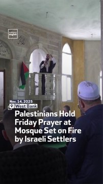 Palestinians Hold Friday Prayer at Mosque Set on Fire by Israeli Settlers