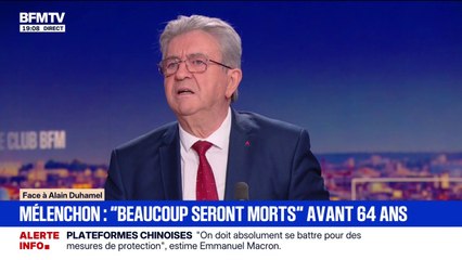 "Je mettrai la retraite à 60 ans avec les 40 annuités": Jean-Luc Mélenchon, fondateur de LFI, détaille son idée sur le plateau de BFMTV