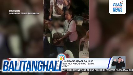 Babae, sugatan matapos mabagsakan sa ulo ng drone camera sa gitna ng kilos-protesta sa People Power Monument | Balitanghali
