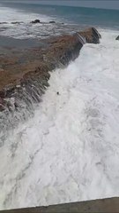 Daredevil Jumps into HUGE Waves in Rabat, Morocco! 🌊 Extreme Sea Swimming Challenge😲