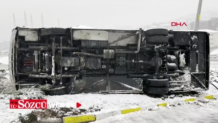 Nevşehir'de işçi servis midibüsü devrildi: 14 yaralı