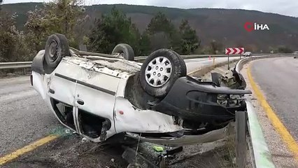 Takla atan otomobil alev aldı: 2 yaralı