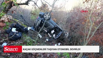 Kaçak göçmenleri taşıyan otomobil devrildi: 8 yaralı