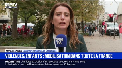 "La manière dont l'État prend en charge les enfants de l'ASE est une honte nationale", déclare Marine Tondelier en marge des rassemblements contre les violences faites aux enfants qui ont lieu dans toute la France