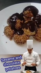 Sesame and chocolate fried potatoes ##youtube #instagram #facebook #food #bishoy #instgram #chef #cheffood