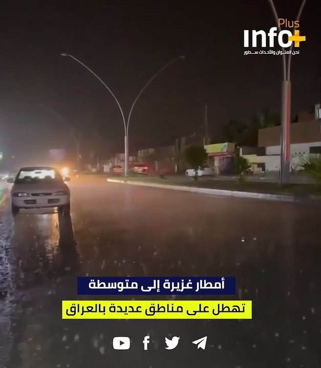 أمطار غزيرة إلى متوسطة تهطل على مناطق عديدة بالعراق