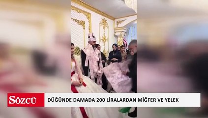 Mardin'de bir düğünde damada 200 TL'den yapılmış miğfer ve yelek takıldı