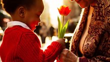 Heartwarming Moment: Baby Boy Gives Flower to Elderly Lady