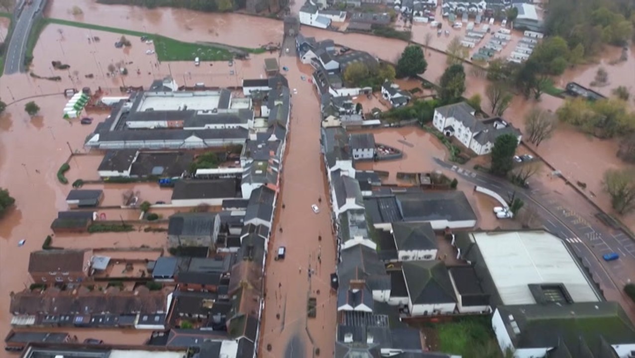 Monmouth devastated by Storm Claudia flooding in shocking drone footage