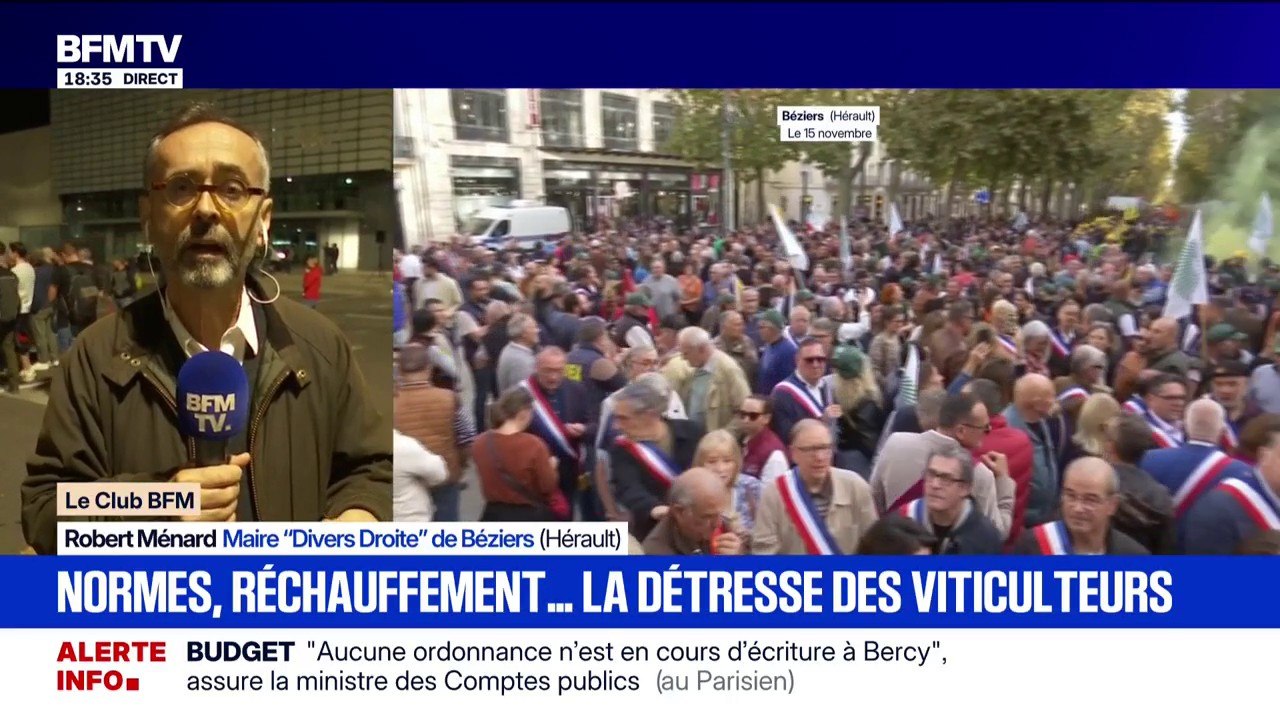 Crise viticole: "Je suis pour une concurrence à arme égale", déclare Robert Ménard, maire (Divers Droite) de Béziers