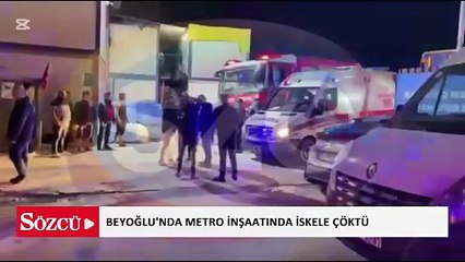 Beyoğlu'nda metro inşaatında iskele çöktü; yaralılar var