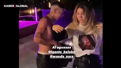 Wanda Nara ve L-Gante’den şaşırtan görüntüler: Öpüşerek havuza atladılar