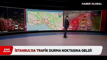 İstanbul'da trafik durma noktasına geldi! Haber Global ekibi yoğunluğun yaşandığı noktada