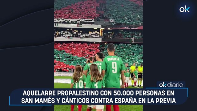Aquelarre propalestino con 50.000 personas en San Mamés y cánticos contra España en la previa