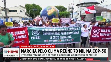 COP30: Marcha pelo Clima reúne cerca de 70 mil pessoas em Belém
