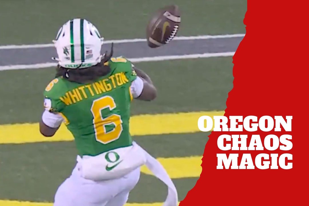 Noah Whittington delivers an unforgettable Oregon Ducks touchdown after total chaos