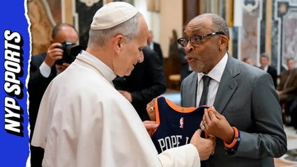 Pope Leo receives Knicks jersey from Spike Lee at the Vatican