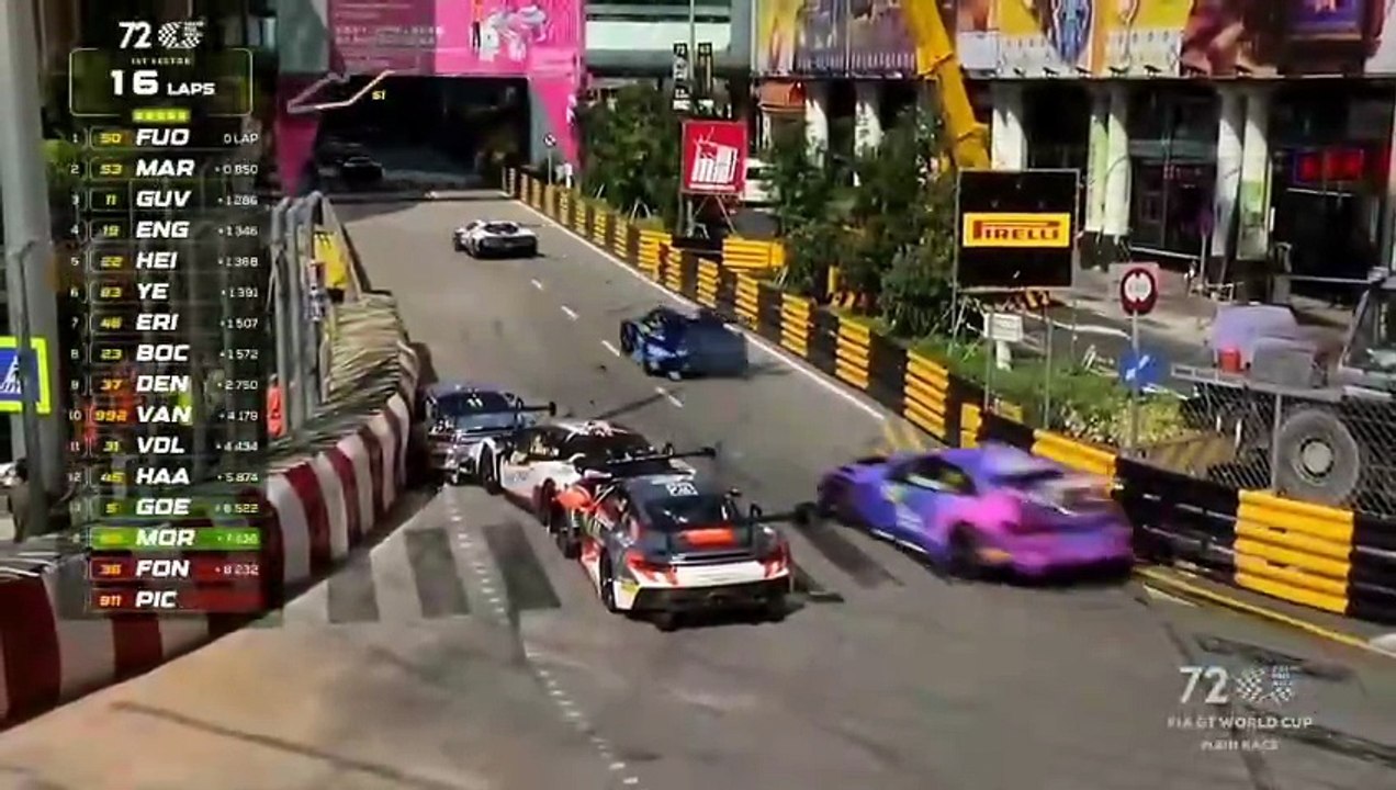 GT World Cup 2025 Macau GP Race Start Pile Up Crash