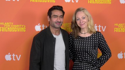 Kumail Nanjiani and Emily V. Gordon attend Hilarity For Charity's "Friendsgiving" fundraising event