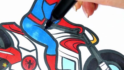 Spider-Man on a Motorcycles - Spiderman Coloring Pages - Avengers
