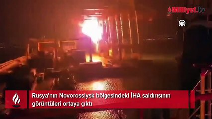 Rusya'nın Novorossiysk bölgesindeki İHA saldırısının görüntüleri ortaya çıktı