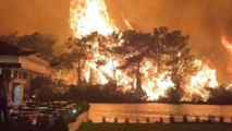 Flames rise several feet into the air amid intense forest fire opposite popular resort in Turkey